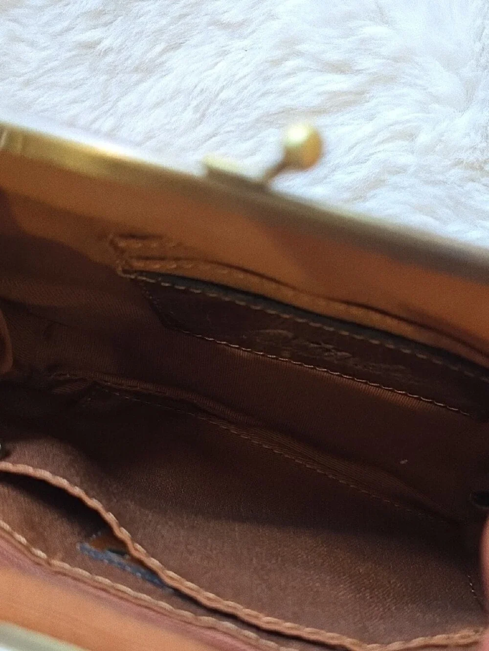 Patricia Nash Brown Pebbled Leather Kiss-Lock Wristlet